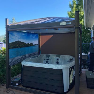 hot tub with covana cover delivered by the Country Homes Power spa team